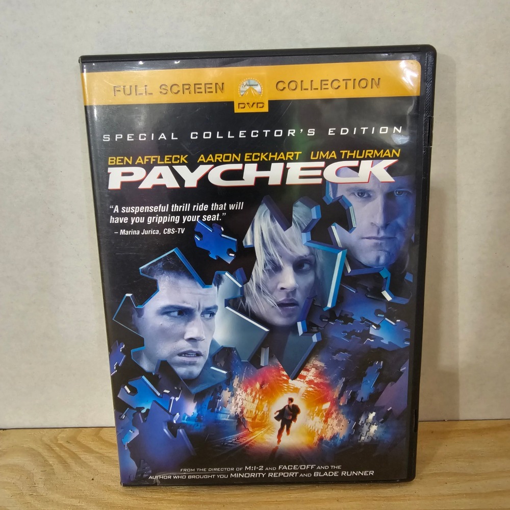 Paycheck DVD Special Collectors Edition Ben Affleck Uma Thurman Full Screen